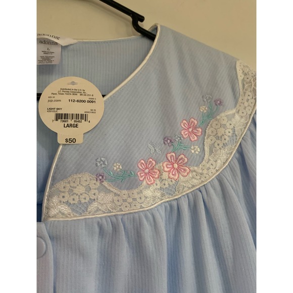 Adonna Button Front Long Sleeve Blue NWT Women's Large Pocket Robe Soft - Picture 4 of 6